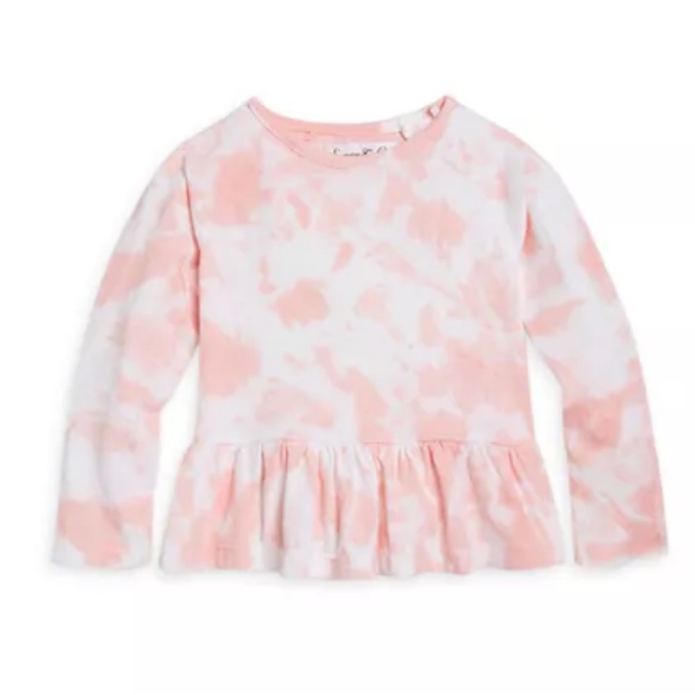 Toddler Sovereign Code Girls Ivy Tie Die Peplum Top Infant Baby Pink White Shirt